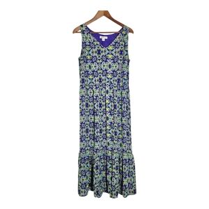 Coldwater Creek Sleeveless Sheath Maxi Dress V Neck Chiffon Fully Lined Size 12